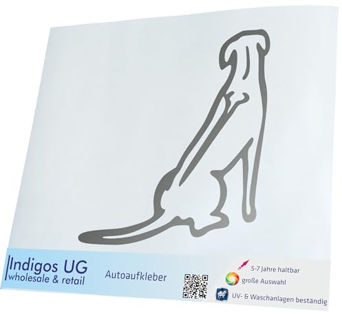 INDIGOS UG Auto Aufkleber Rhodesian Ridgeback - Silber - 88x99 - Selbstklebender Sticker für Auto, Fenster, Bus oder LKW - UV-beständig & wetterfest