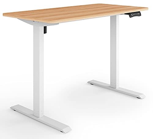 ESMART Germany ETX-121WM 120x60cm Ahorn Ergonomischer Steh-Sitz-Schreibtisch Stufenlos elektrisch höhenverstellbar 73,5-123,5cm 3X Memory Aktivitätserinnerung Soft-Start/Stopp Schnelle Montage