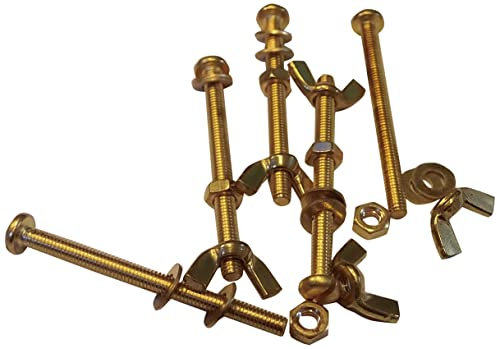 M4X50 BRASS PAN HEAD BOLTS NUTS & WASHERS & WING NUTS PACK 0F 5 BRASS SET SCREWS