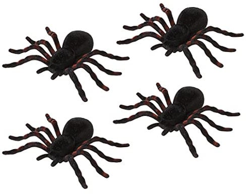 Atosa 39007 Spinnen, Schwarz und Orange, 10 cm, 4 Stück