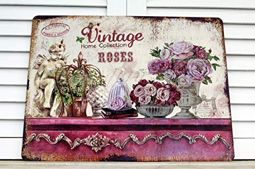 GH Unbekannt Shabby Blechschild Vintage Rosen