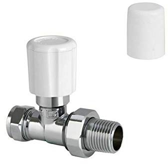 Center 15mm Straight Manual Radiator Valve Wheelhead/Lockshield Pack x 1