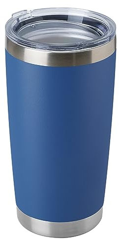 DOMICARE 20oz Stainless Steel Tumbler with Lid, Double Wall Vacuum Insulated Travel Mug, Powder Coated Coffee Cup, Dark blue, 1 Pack