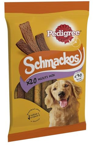Pedigree Schmackos Multi Mix - Dog Treats in a Variety of Meat Flavours – 180 Tender Strips – Pack of 9 (9 x 144 g)