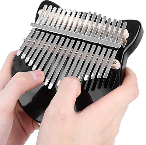 Thumb Piano Kit, Kalimba Crystal Shape 17 Taste für Anfänger Kompakte Struktur mit Bag Tuning Hammer Bracket Wischtuch Musikinstrument(schwarz) Musikinstrument