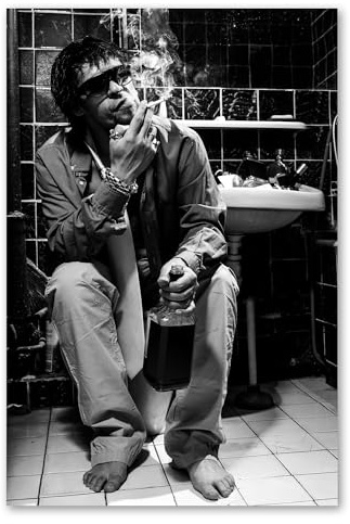 Postereck - 3696 - Party Boy, WC Alkohol Rauchen Schwarz Weiss - Wandposter Fotoposter Bilder Wandbild Wandbilder - Poster - DIN A3-29,7 cm x 42,0 cm