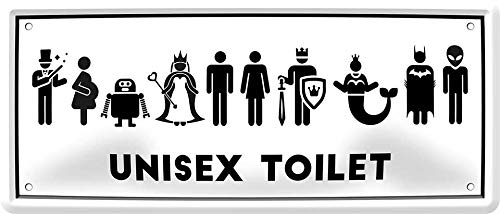 schilderkreis24 - Lustiger Toiletten Spruch Motiv “Unisex Toilet” Deko Metallschild Bar Pub Schild für WC Bad Klo Badezimmer Geschenkidee 28x12 cm