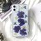 Tybiky iPhone 11 Case, Transparent Rubber Phone Case, Colorful Dried Flowers Handmade Protective Cover for Apple iPhone 11 4 Purple Flowers
