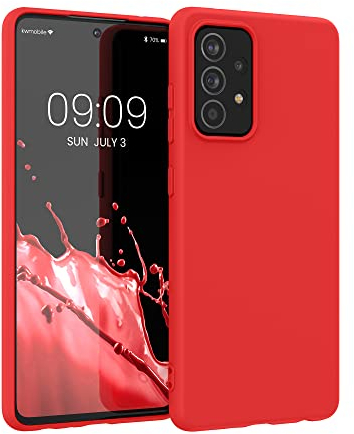 kwmobile Hülle kompatibel mit Samsung Galaxy A52 / A52 5G / A52s 5G Hülle - weiches TPU Silikon Case - Cover geeignet für kabelloses Laden - Neon Rot