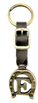 JA Horse Schlüsselanhänger Leder Kupfer Hufeisen Pferd Reiter Brief A-Z Made in Europe