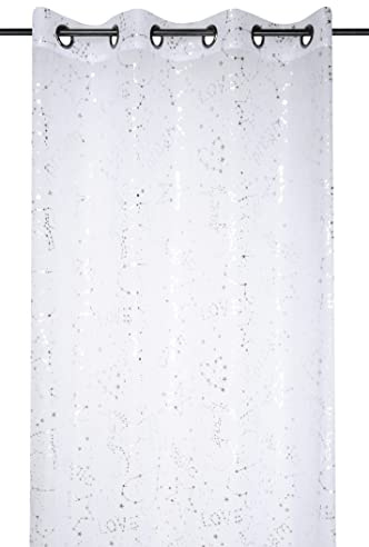 STOF Unicorn_Dream Vorhang Einhorn, Polyester, weiß und glänzend, 140 x 260 cm