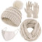 URATOT Winter Warme Stricksets Strickmütze Mütze Schal Gesichtsabdeckung Touchscreen Handschuhe Set für Männer Frauen