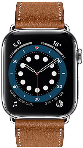 Aergood Compatibile con Apple Watch Cinturino 42/44/45mm,Sottile Cinturini in Vera Pelle per iWatch serie 7/6/5/4/3/2/1/SE,Per Uomo e Donna 42mm/44mm/45mm,Marrone