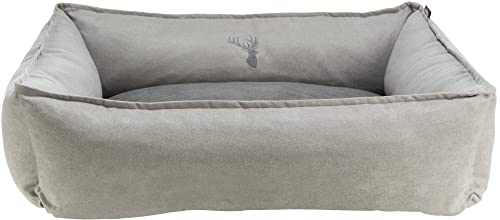 TRIXIE Hundebett Leni 60 × 50 cm in sand/grau - geräumiger Hundeschlafplatz mit gemütlichem Kissen - Hundekorb für mittelgroße Hunde - rutschfest und waschbar - 37993