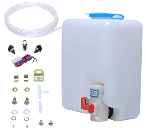 Pompe de Lave-glace Universelle 12 V avec Interrupteur à Bouton Jet 160186 Kit de Bouteille de Réservoir de Réservoir de Lave-glace Universel par Poweka