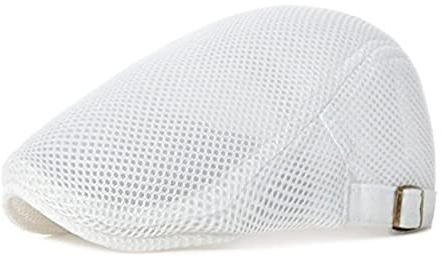 YAMEE Casquette plate d'été respirante pour homme - Béret de lierre - Réglable, blanc, Taille unique