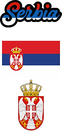 Nation Serbien Aufkleber 3 Stück Flaggen Fahne Wappen Set selbstklebend Sticker PKW Auto Motorrad Biker Büro F3, multi