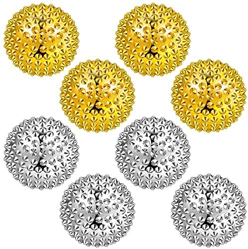 8 Magnetisch Massagebälle Igelball Metall Hand Akupressur Ball Klein Akupunktur Massage Ball Physiotherapie Massagegerät Yoga Stressabbau Skills Ball, 32 mm Durchmesser (Gold, Silber)