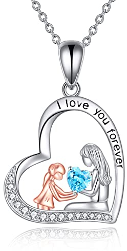 YAFEINI Mutter Tochter Geschenk für Damen 925 Sterling Silber Muttertagsgeschenk Mutter Tochter Kette Mama Geschenk für Mama(Muttertagsgeschenk)