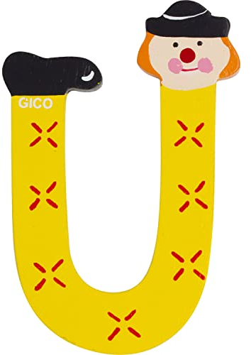 Holzbuchstaben Name Kinderzimmer groß Deko für die Tür, lustige Clowns, A-Z, Höhe ca. 9 cm, Holz Buchstabe 7361 (U)