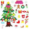 Viilich DIY Filz Weihnachtsbaum Set Für Kinder,DIY-Weihnachtsbaum mit 32 abnehmbaren Ornamenten, Cartoon-Muster, Aufkleber, Wandbehang, Weihnachtsbaum für Kinder,Heimtür,Wanddekoration