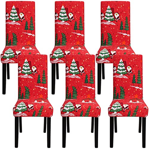 YISUN Christmas Chair Covers, Modern Stretch Removable Washable Dining Chair Slipcovers, Chair Covers For Dining Chairs 6 Pieces Spandex Slipcovers for High Chairs