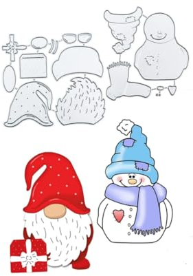 Sredwtk Geschenk Gnome Stanzschablone Weihnachtsmann Scrapbooking Prägeschablonen Metall Stanzformen Schneiden für DIY Album Scrapbooking Karten Deko