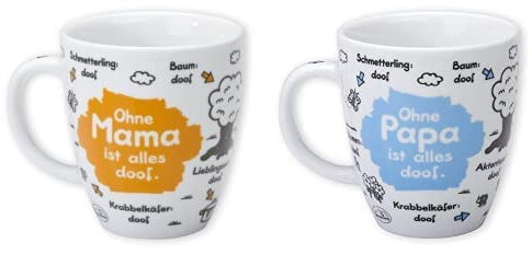 Sheepworld Geschenkset 42620 + 42621 Tasse Mama + Tasse Papa, Porzellan, 45 cl