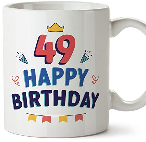 MUGFFINS 49 Birthday Mug - in English - Happy Birthday! - Funny Anniversary Present - 11 oz
