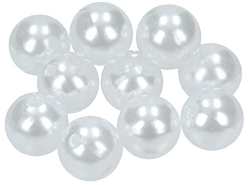 Zuchtperlen Imitat Perlen, Perlmutt Wachsperlen, 100stk, 10mm Rund Kunstperlen, Für Hochzeit Party Dekoration Schmuck Basteln (Weiß)