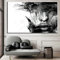 Leinwandbild XXL Abstrakte Kunst Schwarz-Weiß-weibliches Gesicht Leinwandmalerei Wandkunst Poster HD-Druckbild für Schlafzimmerdekor 80x120cm Rahmenlos