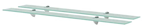 FIRBNUS 2 Stück Regalbrett 100x20x0,8 cm Wandregal Küche Bad Regal Schwebend Regal Glas Schwebend für Wohnzimmer Badezimmer Ablagen Transparent Gehärtetes Sicherheitsglas Glasplatte Tisch
