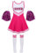 Jowowha Mädchen Cheer Leader Cheerleading Kostüm Schulmädchen Uniform Karneval Fasching Party Halloween Kostüm Kleid mit Pompoms Dunkel Rosa 110-116