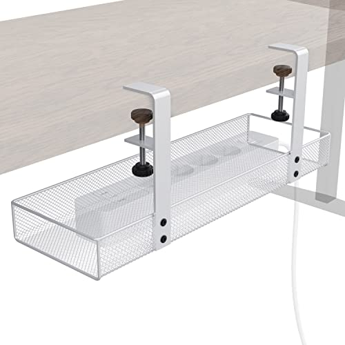 KabelDirekt – Sujeta Cables para Escritorio con Pinza para Mantener el Orden en el Lugar de Trabajo – Montaje sin Herramientas en 4 direcciones (M, Blanco, diseño de Malla) – KD Essentials