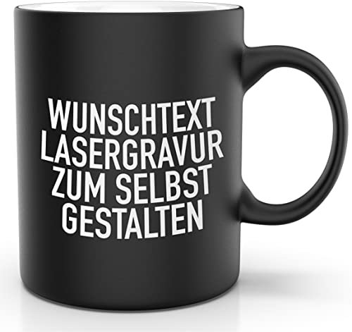 Geschenkfreude Kaffeetasse personalisiert mit Gravur - personalisierter Kaffeebecher - individuelle Tasse selbst gestalten - Tasse mit Name - personalisierte Kaffeetasse - schwarz 300 ml