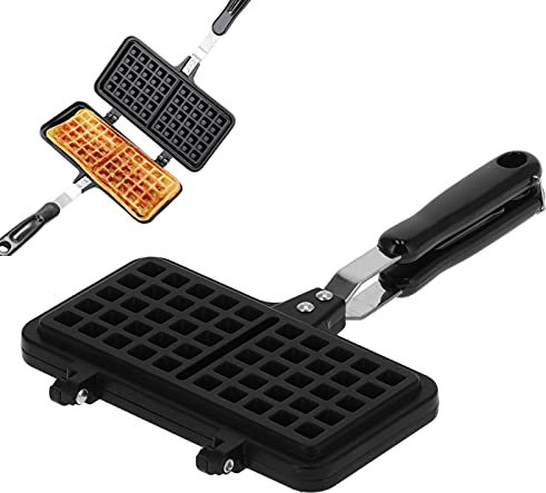 BATLAM Waffeleisenpfanne, tragbare Herdplatte, Gusseisen-Waffeleisenpfanne, Haushaltswaffelpfanne, Kuchenform, doppelseitige Antihaft-Waffelbackform