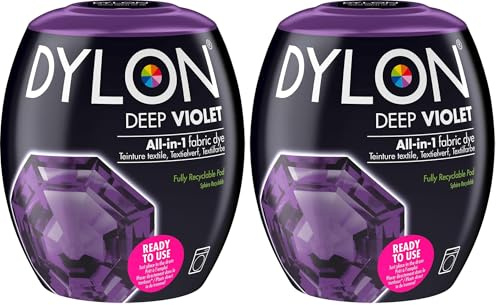 DYLON Washing Machine Fabric Dye Pod for Clothes & Soft Furnishings, 350g – Deep Violet (Pack of 2)