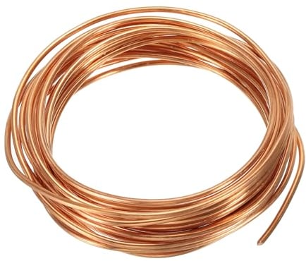 PATIKIL 16 Pies Sólido Desnudo Cobre Alambre, 12 Calibre 99.9% Puro Cobre Alambre 2,5mm Suave Cuentas Alambre Metal Planta Tallo Lazos para Joyería Artesanía (5m)