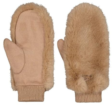 Barts W Fur Mitts Braun - Weiche Flauschige Damen Fäustlinge, Größe One Size - Farbe Lightbrown