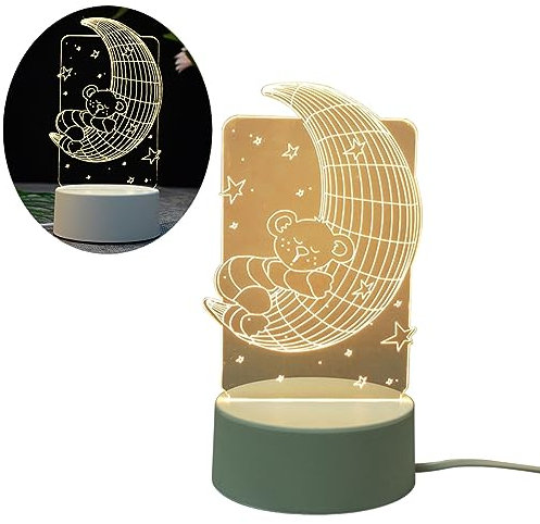 OSALADI 3D-LED-Licht Schreibtischlampe Tischlampen Mondbär Nachttischlampe Schlafzimmer Nachtlampe Tischleuchte Acryl Geburtstagsgeschenk Nachtlicht 3d Usb Tischleuchte