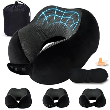 EPROICKS Reisekissen Flugzeug Reise Nackenkissen, Memory Foam Nackenhörnchen Erwachsene für Flugzeug, Zug, Auto, Büro, Camping, Reise Gadgets