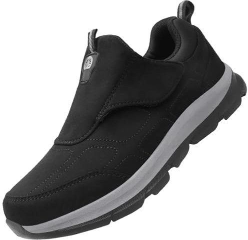 Aocase Chaussure pour Pied Gonflé, Sandales Pied Large Chaussures Orthopédiques Homme Chaussures OrthopéDiques Femme Basket Sneakers sans Lacet,Men Black,45/275mm