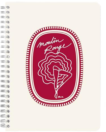 Clairefontaine 812434C - Notizbuch Moulin Rouge, mit Doppelspirale DIN A5 14,8x21 cm, 74 Blatt, liniert, sortiert, 1 Stück