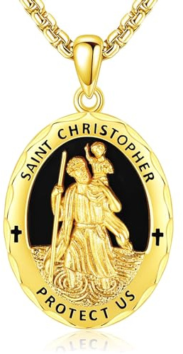 Heiliger Christophorus Halskette Silber 925 Heiliger Christophorus Anhänger Kette Christophorus Schmuck Geschenke Damen Herren
