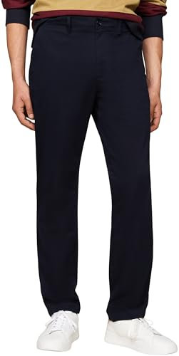 Tommy Hilfiger Herren Chino Hose Denton Satin Straight Fit, Blau (Desert Sky), 32W/36L