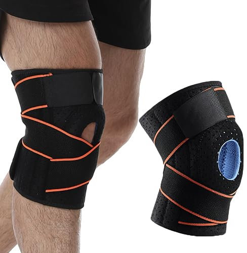 Rodilleras Menisco y Ligamento - Rodillera Terapeutica Ajustable - Rodillera Rotuliana - Rodillera Neopreno y Nylon - Rodillera Ortopedica - Rodilleras Gimnasio - Rodillera Estabilizadora (Naranja)