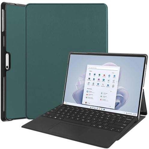 DayQiQiPu Case for Microsoft Surface Pro 8 2021 13 Inch Ultra-Thin Tablet Case Folding Stand Multi View Shockproof Protective Cover - Dark Green