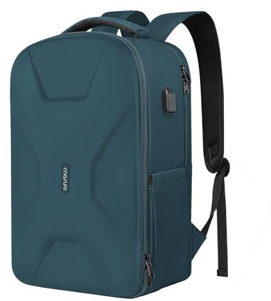 MOSISO Laptop Backpack with USB Charging Port for Women Men, 15.6 inch Laptop Rucksack Bag Waterproof Hardshell Travel Business Computer Bag, Anti-Theft Daypack with Luggage Strap, Teal Green