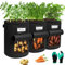 Airminti Kartoffel Pflanzsack 13-Gallonen Garten Pflanzsäcke: 3-Stück Filz Kartoffelsack mit Gartenhandschuhe für Tomaten, Kartoffeln, Pflanzen