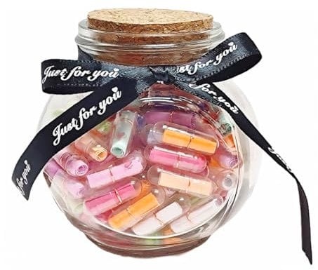 ItsyFox Capsule Letters Message in a Bottle, 101PCS Message Pills with Wishing Bottle for Love Friendship, Love Letter Gifts for Boys Girls Friends Family Birthday Christmas Anniversary Valentine Day